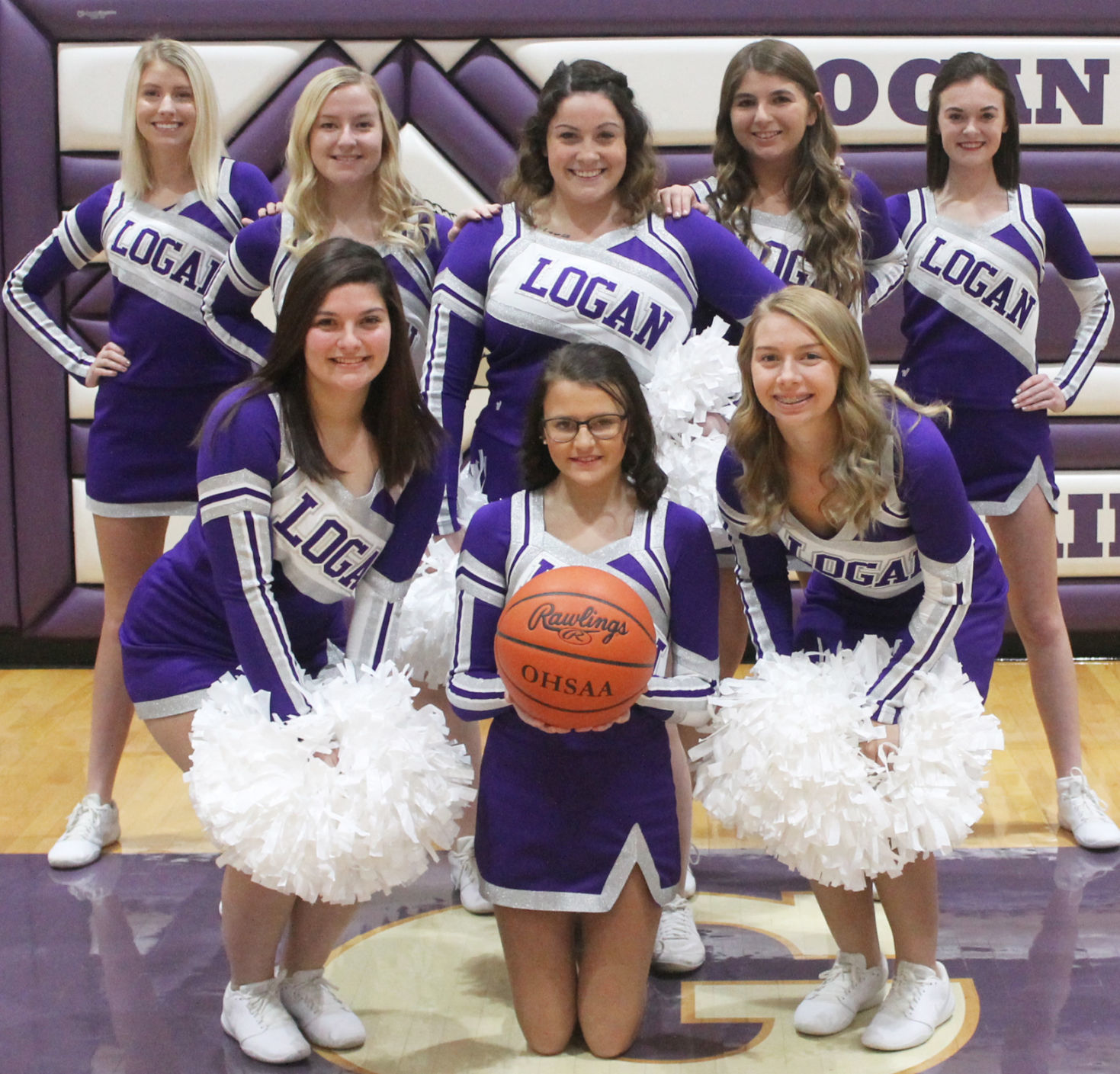 2019-20 Logan varsity basketball cheerleaders
